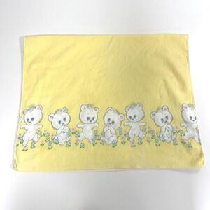 Vintage baby receiving blanket white bears and flowers